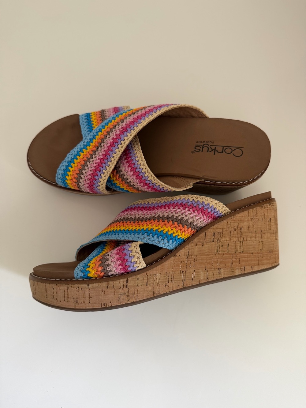 Corkys Peace Out Multicolor Woven Platform Wedges Size 8 - Picture 7 of 7